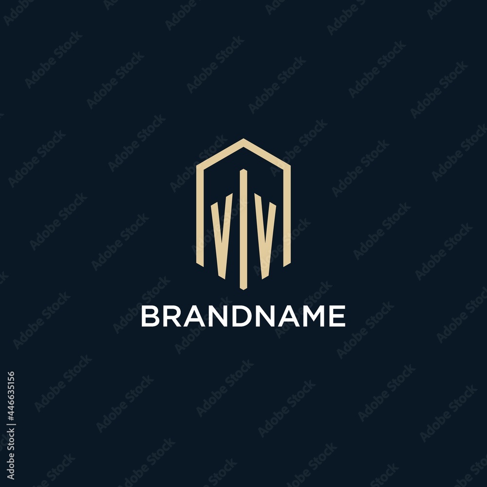 VV initial monogram logo with hexagonal shape style, real estate logo ...