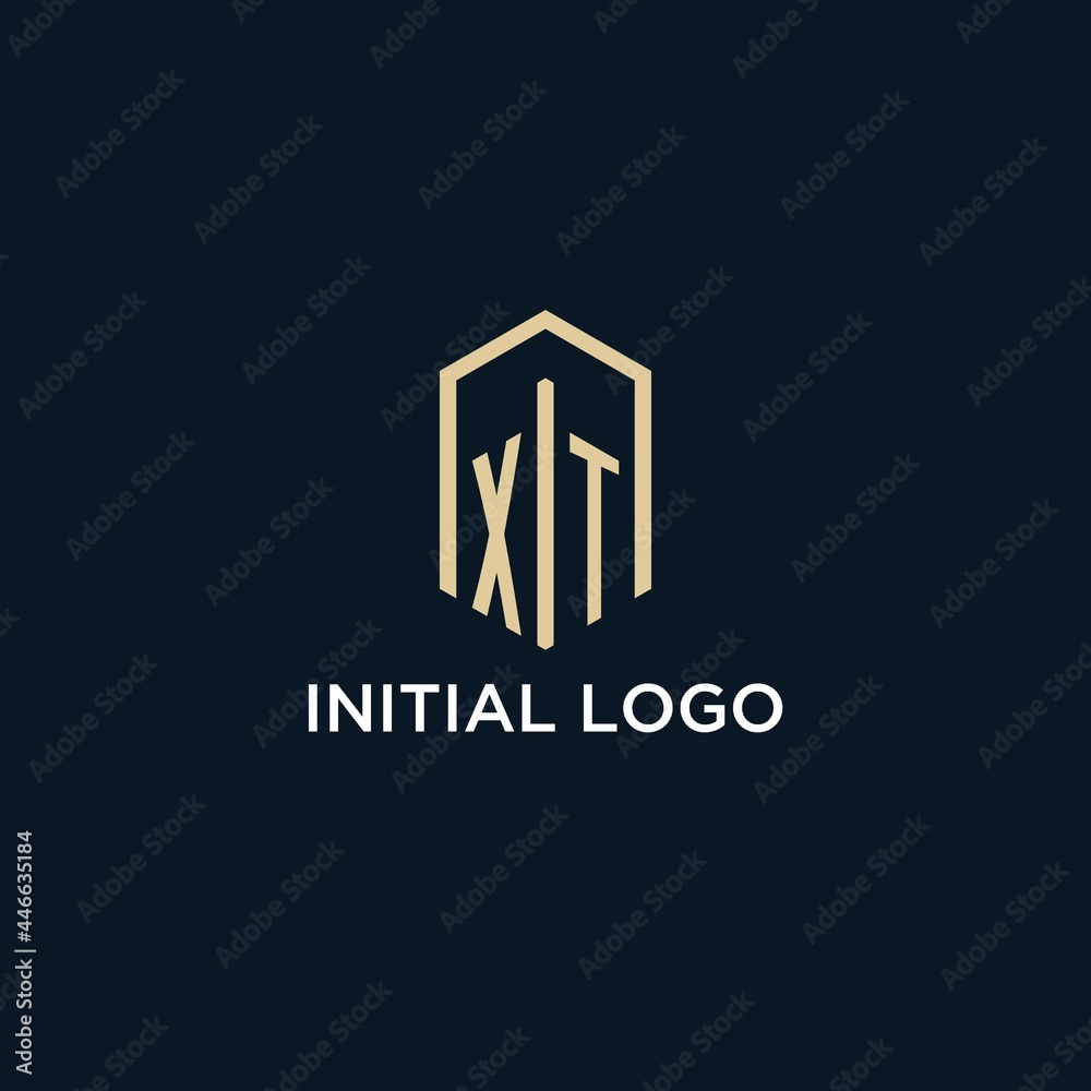 XT initial monogram logo with hexagonal shape style, real estate logo ...