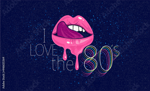 80s, I love the eighties. Retro banner. Old style poster. Retro style disco party 1980, 80's fashion, 80s background, neon style, vintage dance night. Club 80's, 90's vintage. Easy editable template.