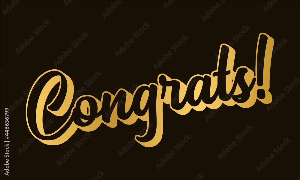 Hand sketched Congrats word as banner or logo. Lettering for header, card, poster