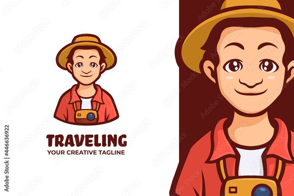 Traveler Boy Summer Adventure Logo Mascot