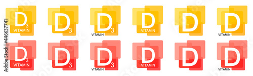 Vitamin D and D3, set icons, isolated symbols, vector illustration
