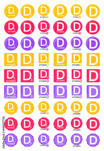 Vitamin D and D3, set icons, isolated symbols, vector illustration