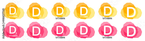Vitamin D and D3, set icons, isolated symbols, vector illustration