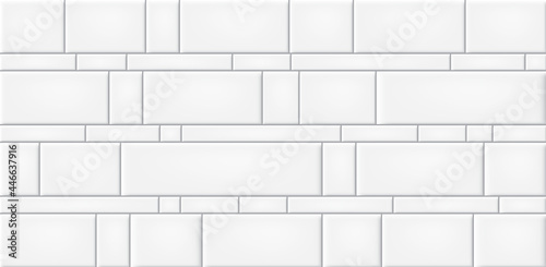 White ceramic tiles wall texture abstract background vector illustration