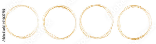 set of gold round frame on white background