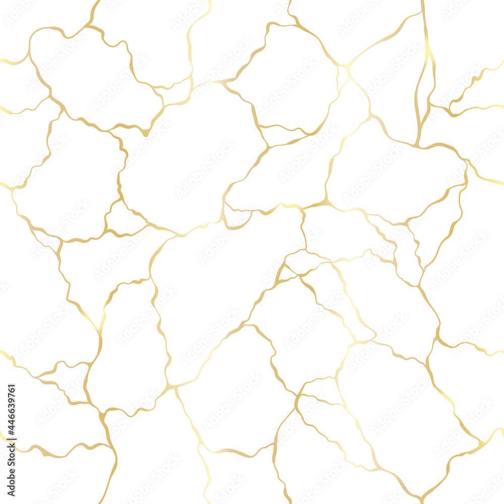 Obraz premium Abstract hand drawn seamless pattern, kintsugi background with gold gradient, organic surface, great for textiles, banners, wallpapers, tiles - vector design