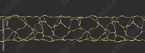 Abstract hand drawn seamless pattern, kintsugi background with gold gradient, organic surface, great for textiles, banners, wallpapers, tiles - vector design