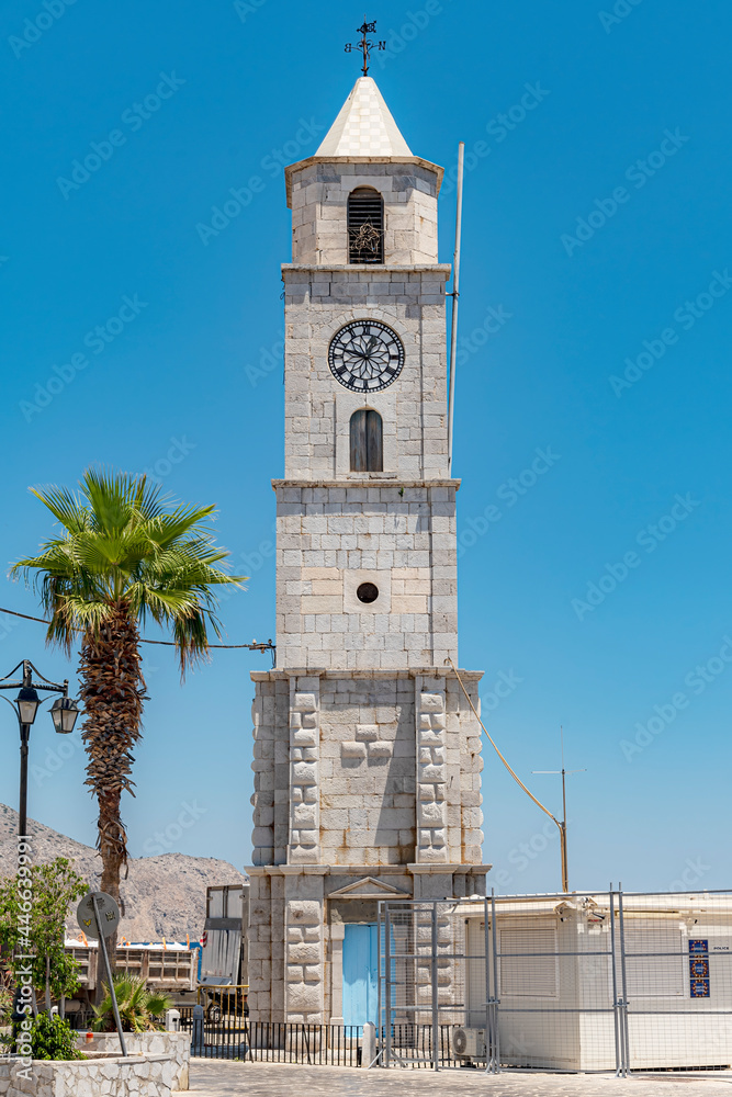 Symi Greek Island Clock Tower Facade