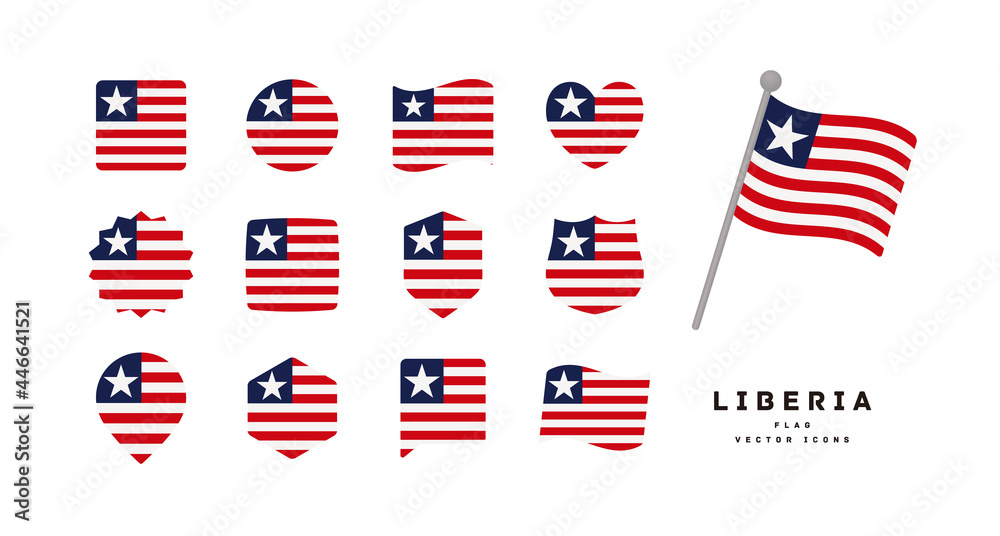 Liberia flag icon set vector illustration