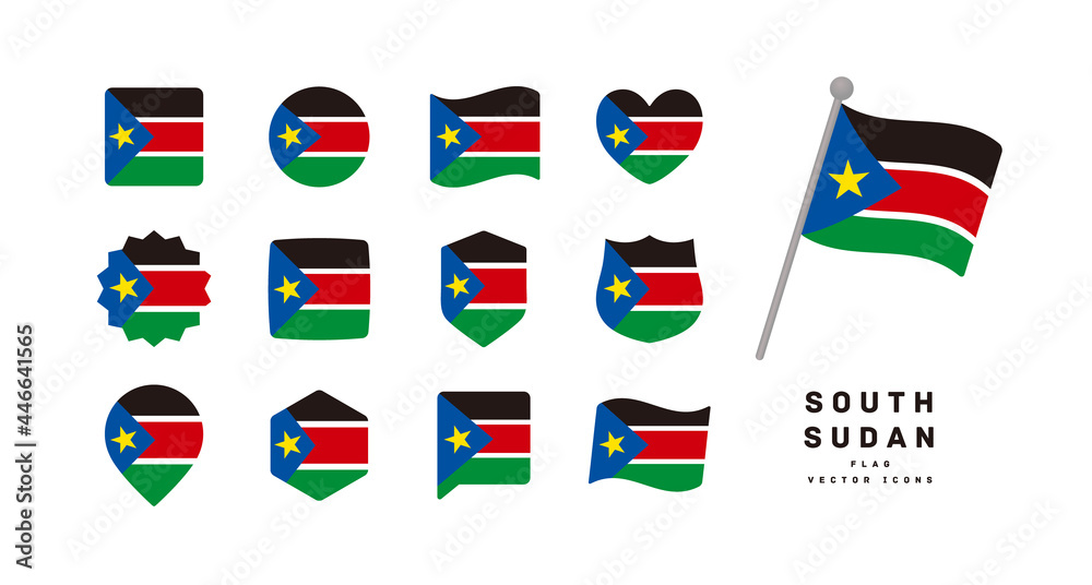 South Sudan flag icon set vector illustration South Sudan flag icon set vector illustration