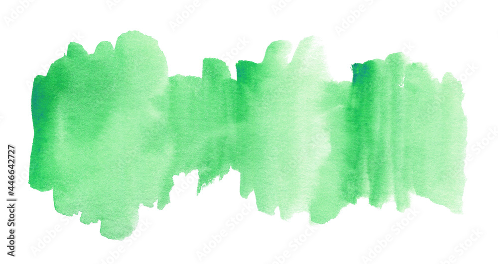 Obraz Green watercolor isolated abstract spot with divorces and borders. Watercolor frame with copy space for text.