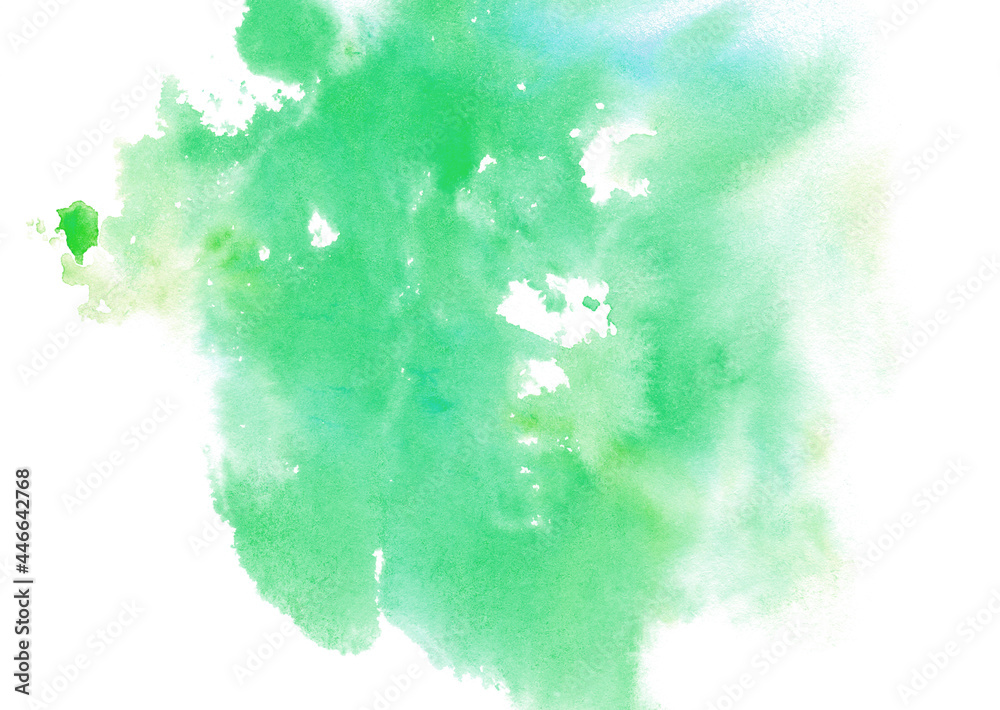 Abstract green watercolor hand painted background
