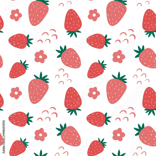 Cute strawberry seamless pattern. Summer print for textile, fabric, kids apparel, wrapping paper, digital print