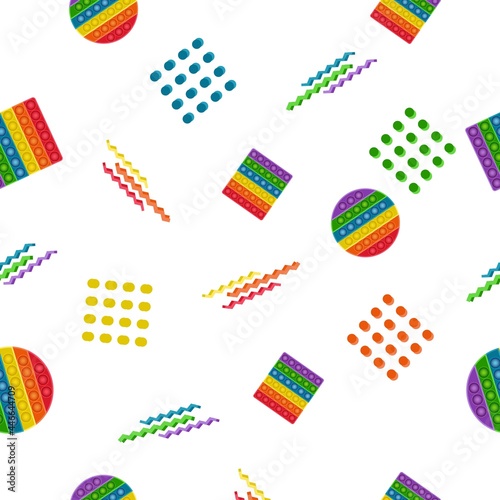 Pop it fidget toy seamless vector pattern.
