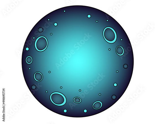 Full Moon with Craters. Ominous Halloween moon in turquoise color - vector full color illustration. Celestial body, satellite or asteroid with craters.