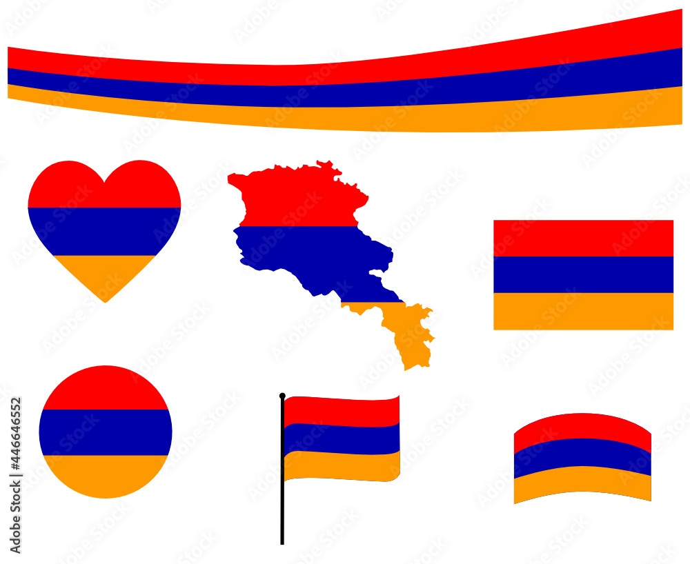 Armenia Flag Map Ribbon And Heart Icons Vector Illustration Abstract Design Elements collection Armenia Flag Map Ribbon And Heart Icons Vector Illustration Abstract Design Elements collection
