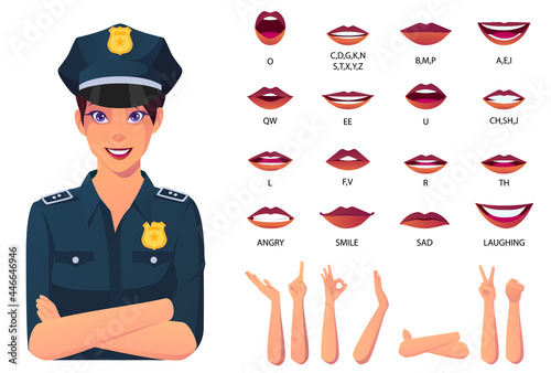 Police Officer Mouth Animation Pack With Hand Gestures