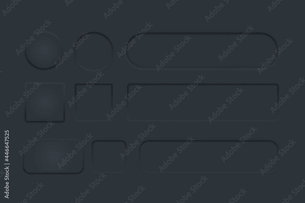 Set of buttons in the style of neomorphism. Sliders for websites, mobile menus, navigation and apps. Simple neat design elements. Neumorphism UI components. Vector illustration. Set of buttons in the style of neomorphism. Sliders for websites, mobile menus, navigation and apps. Simple neat design elements. Neumorphism UI components. Vector illustration.