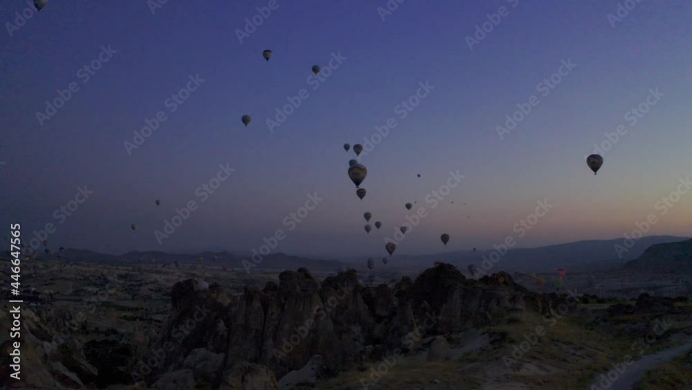 Aerial, Hot Air Balloons, Cappadocia, Turkey Aerial, Hot Air Balloons, Cappadocia, Turkey