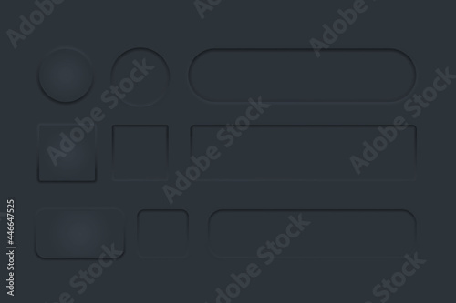 Set of buttons in the style of neomorphism. Sliders for websites, mobile menus, navigation and apps. Simple neat design elements. Neumorphism UI components. Vector illustration.