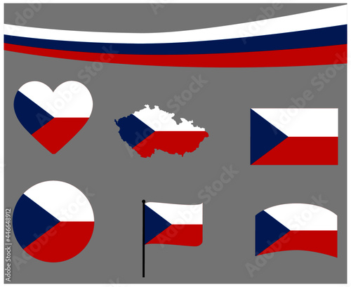 Czech Republic Flag Map Ribbon And Heart Icons Vector Illustration Abstract Design Elements collection © belkas
