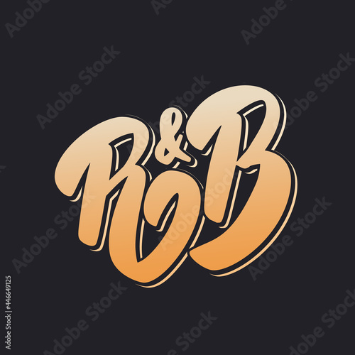 R n B music style. Vector handwritten lettering.