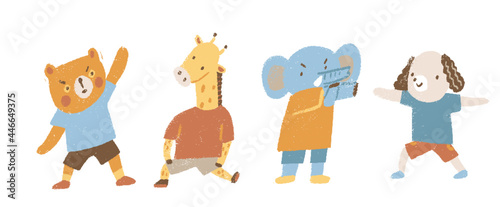 Cute animals doing exercise 