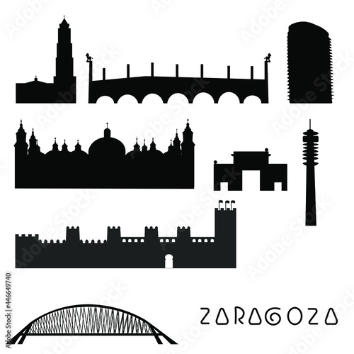 Collection of Zaragoza landmarks icons
