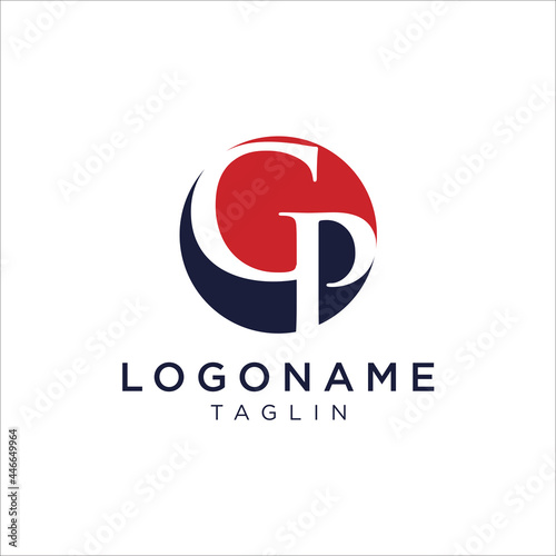 G and P letter logo design template.