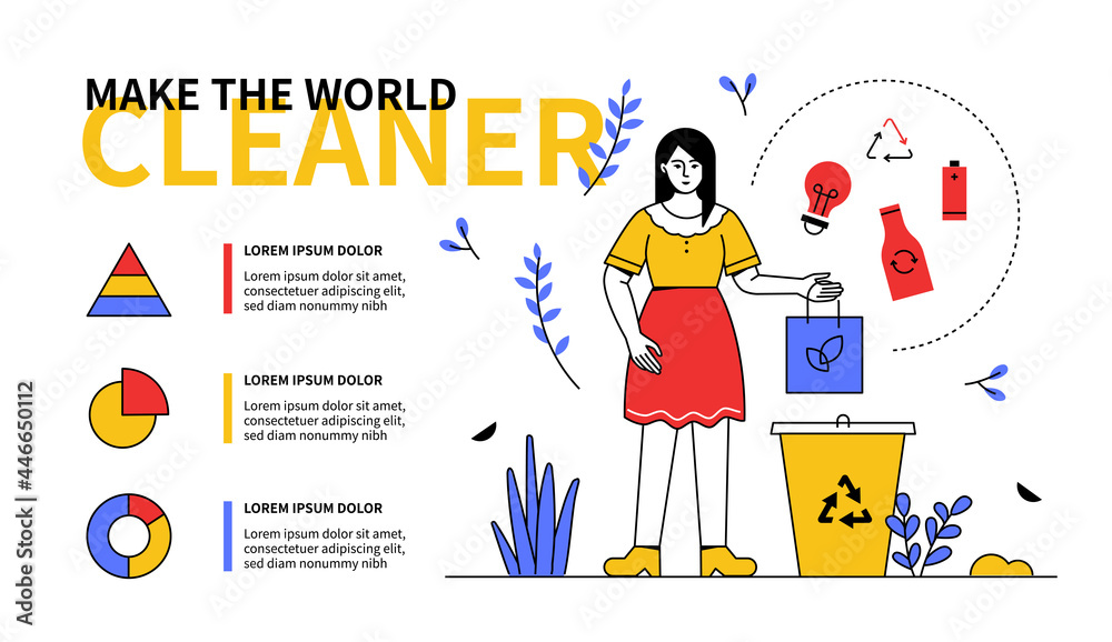 Make the world cleaner - line design style web banner Make the world cleaner - line design style web banner
