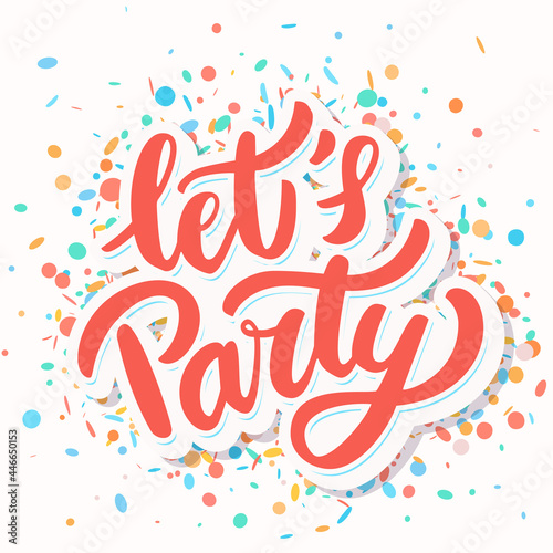  Let's party. Vector lettering banner. 