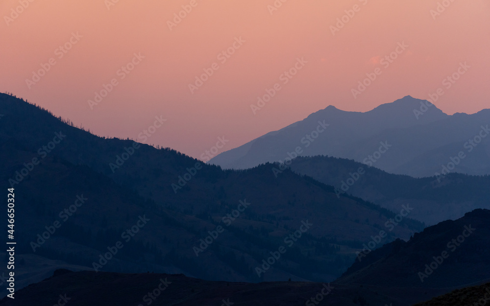 Pink to Purple gradient of colors of the Sun Valley Idaho Sunset