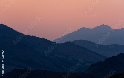 Pink to Purple gradient of colors of the Sun Valley Idaho Sunset © Matthew