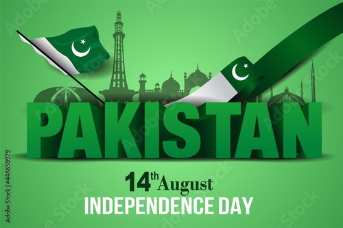 happy independence day pakistan. vector illustration of Pakistan flag with 3d letter. poster, banner , template design
