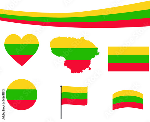 Free Download Lithuania Flag Map Ribbon And Heart Icons Vector Illustration Abstract Design Elements collection - GFXLoad