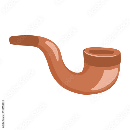 Smoking pipe isolated on white background. Wooden Smoke tobacco accessory icon
