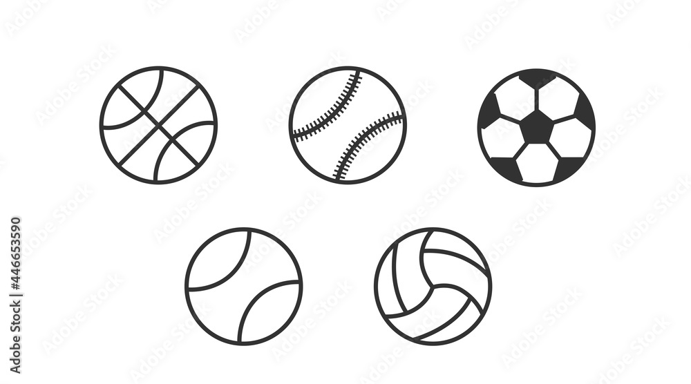 Sport balls icon set. Vector illustration set of different sports balls Sport balls icon set. Vector illustration set of different sports balls