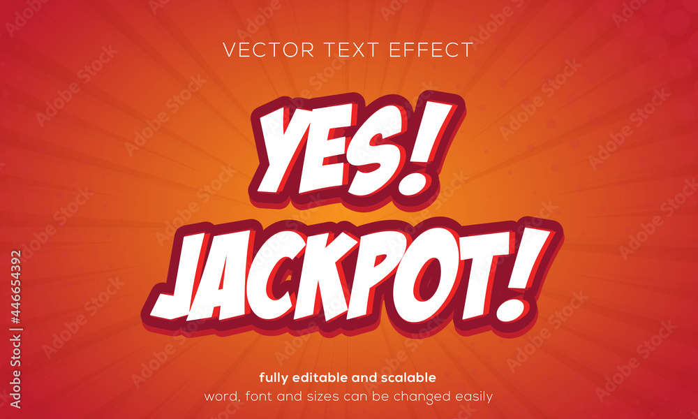 Fototapeta premium Yes jackpot vector text effect, comic and exciting text style.