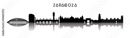 Zaragoza skyline in black and white with reflection photo