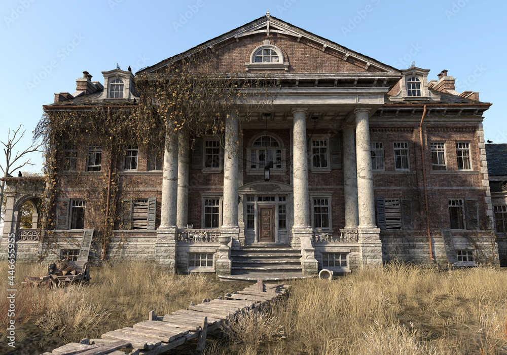 Abandoned ancient mansion 3d render