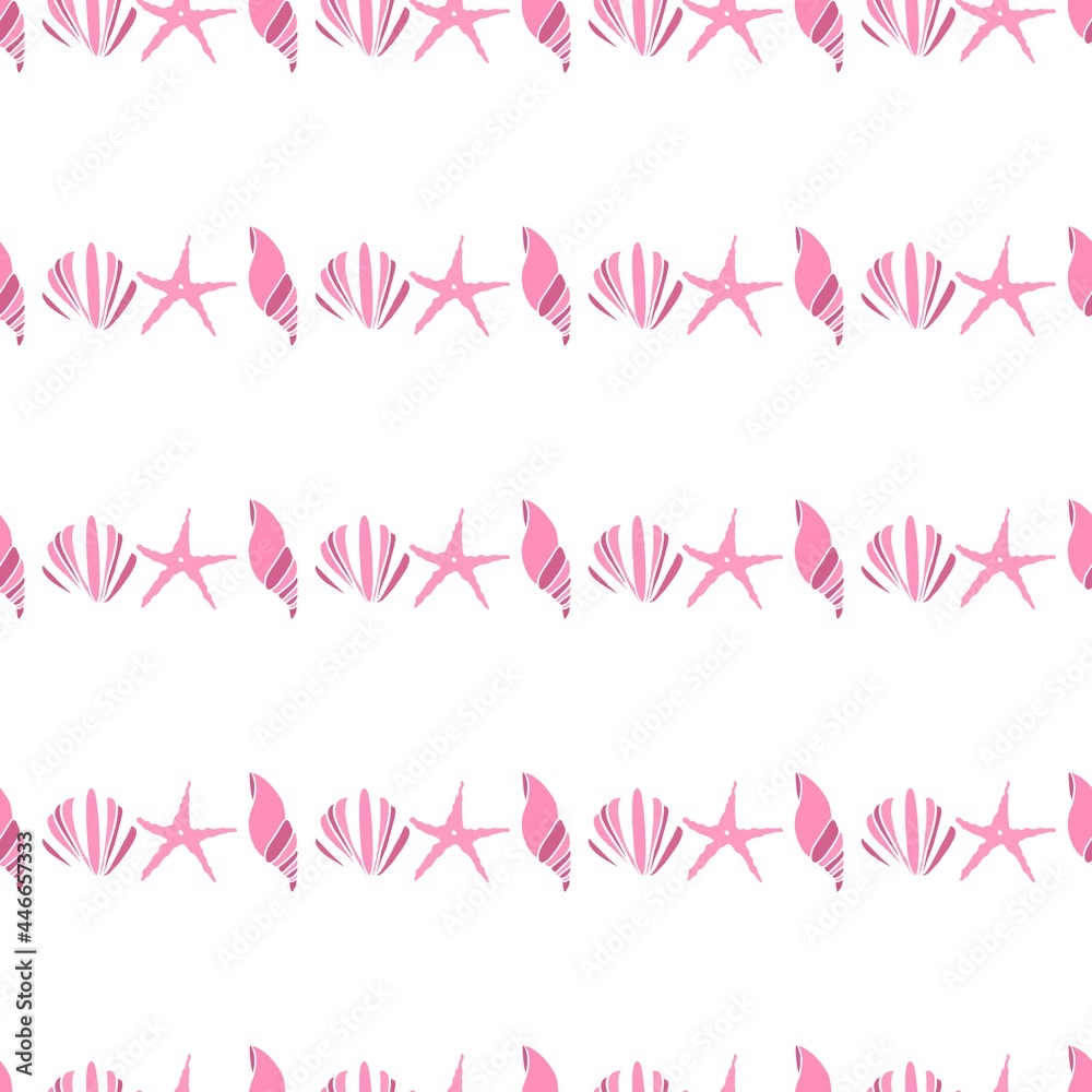 pink seashells seamless pattern