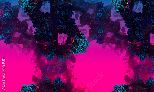 Fractal background of coral mountains. Fantasy Alien Landscape - 3D Rendering