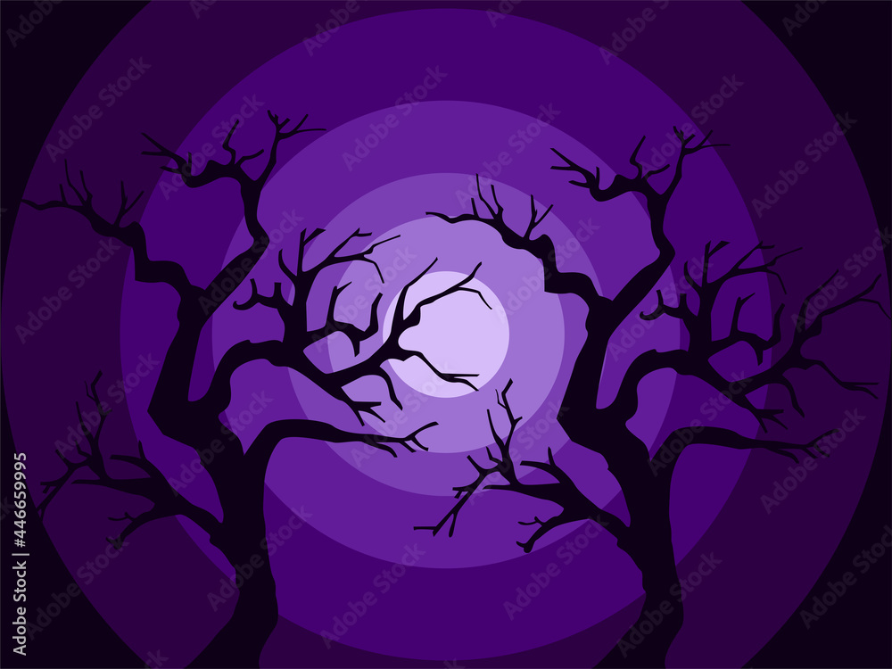 halloween background with a tree, Halloween, scary tree in the night
