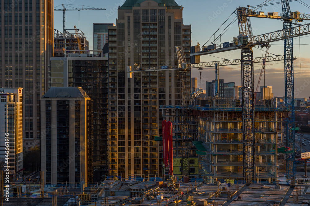 Construction of High Rise Buildings in Downtown  Atlanta, Georgia