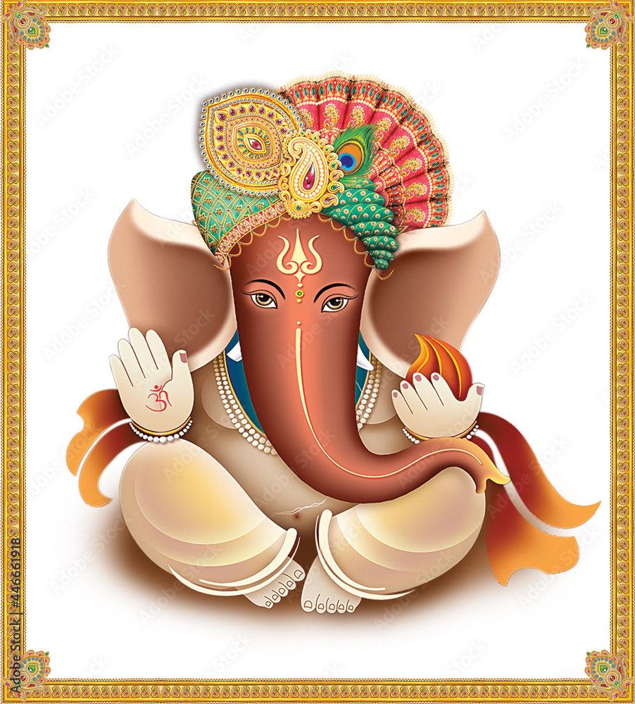 High Resolution Indian Gods Ganesha Digital Painting Stock Illustration ...