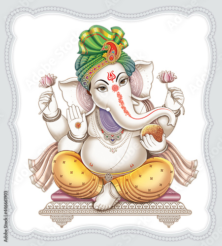 High Resolution Indian Gods Ganesha Digital Painting photo