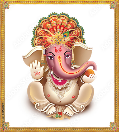 High Resolution Indian Gods Ganesha Digital Painting photo