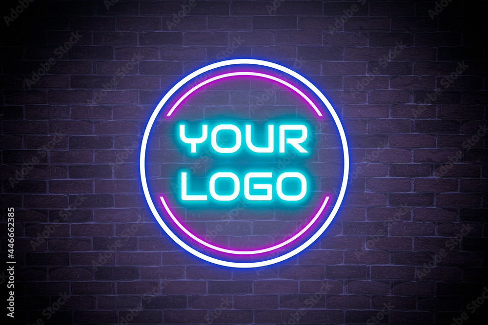 Obraz premium Logo mockup neon sign the banner, shining light signboard collection.