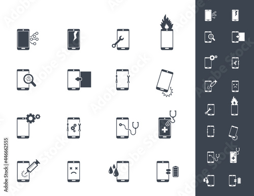 Smartphone repair icon set. Vector illustration	